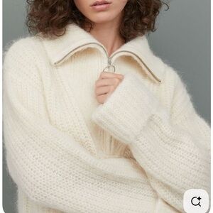H&M Aplaca Blend Premium Cream Half Zip Sweater